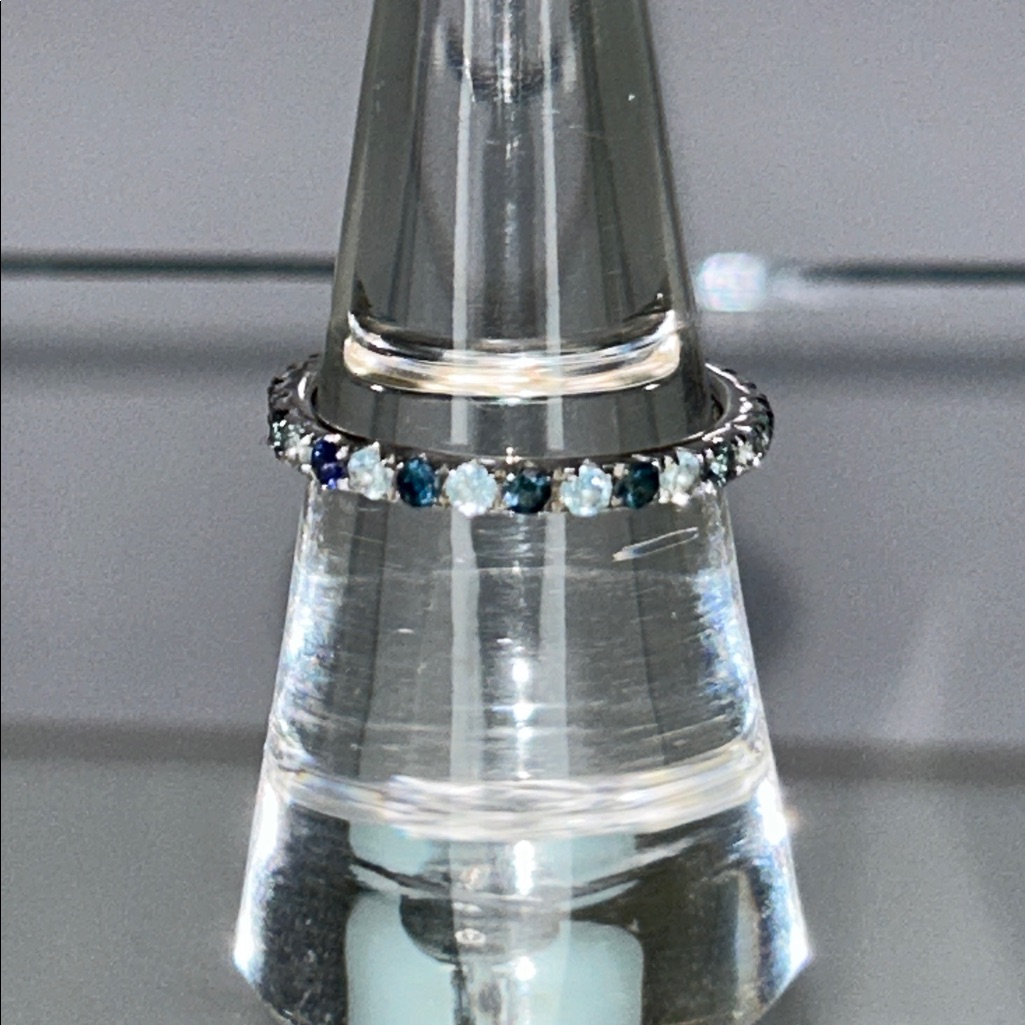 Nwot Genuine Blue Sapphire & Topaz Sterling Silver Eternity Band Ring Bohemian
